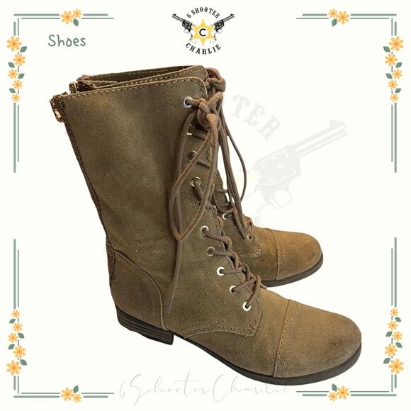 Aldo Women's Brooklyn Lace Up Riding Field Boot Size 8.5 Camel Brown Lace Zip - Picture 1 of 6